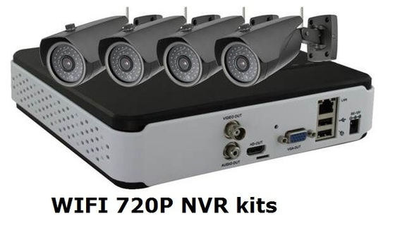 가족 / 판매점을 위한 무선 전신 1.0MP IR 방수 총알 IP 카메라 720P 와이파이 NVR